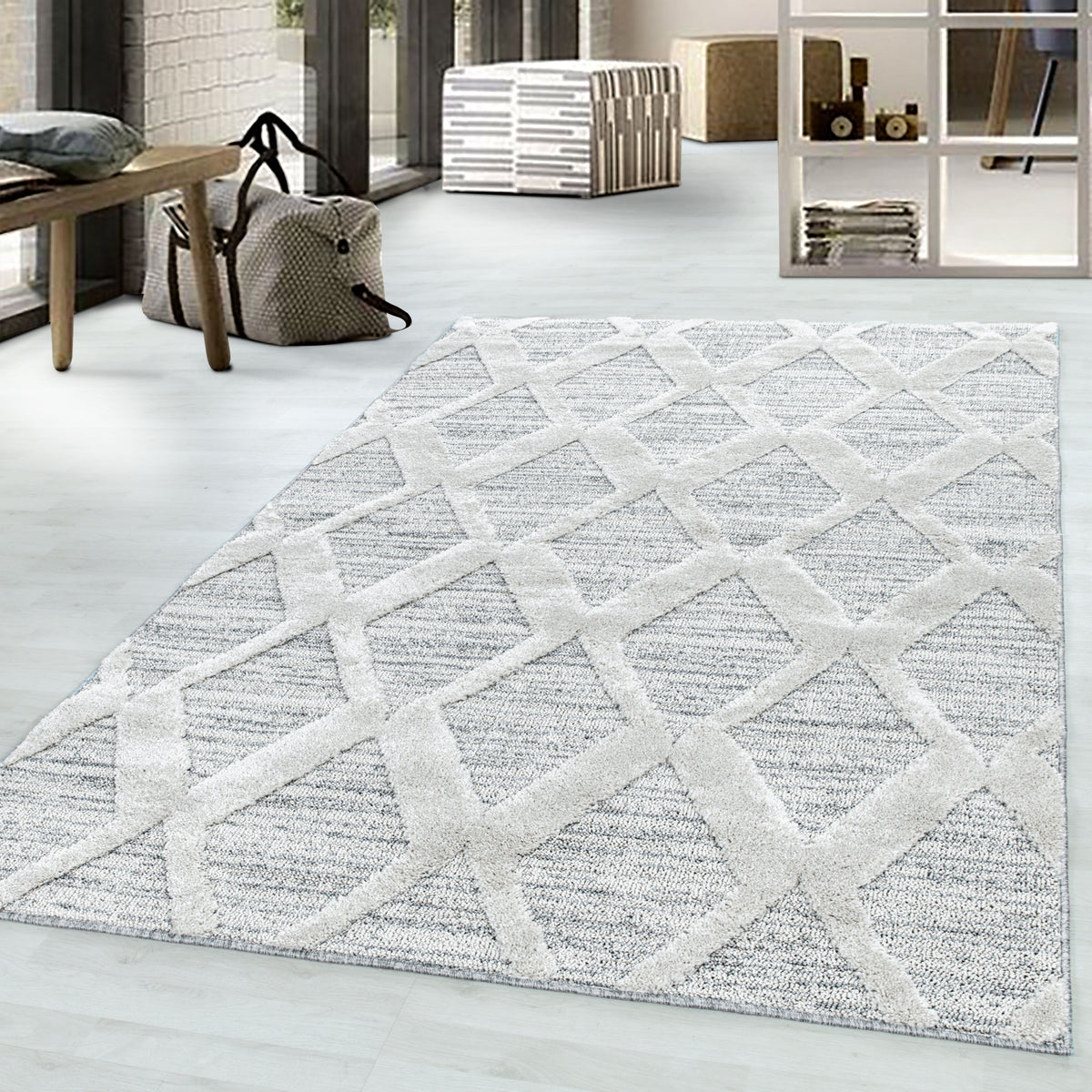 Palmira 4703 grau · Moderner Teppich mit Ethno-Muster
